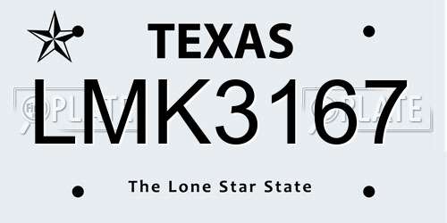 LMK3167 Texas License Plate