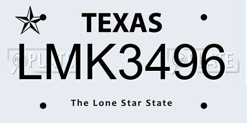LMK3496 Texas License Plate