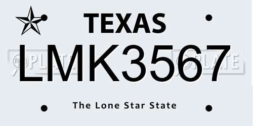 LMK3567 Texas License Plate