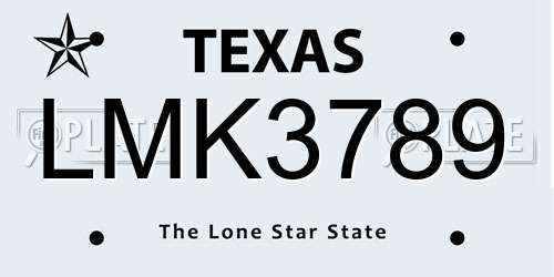 LMK3789 Texas License Plate