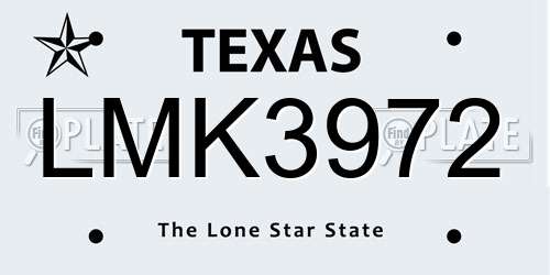 LMK3972 Texas License Plate