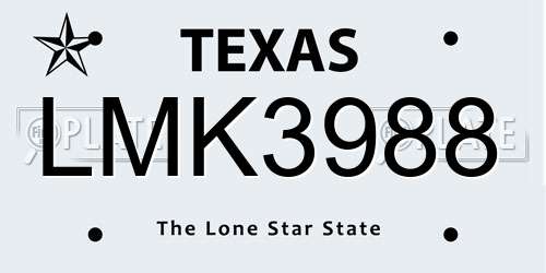 LMK3988 Texas License Plate