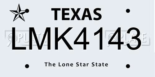 LMK4143 Texas License Plate