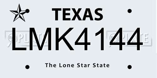 LMK4144 Texas License Plate