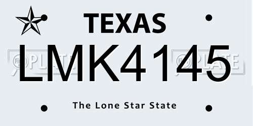 LMK4145 Texas License Plate
