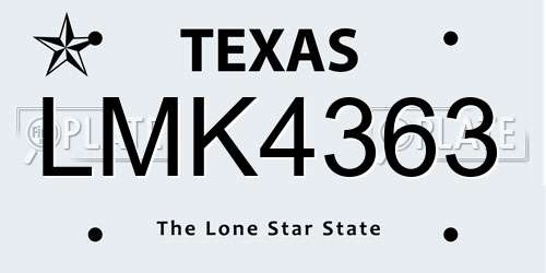 LMK4363 Texas License Plate
