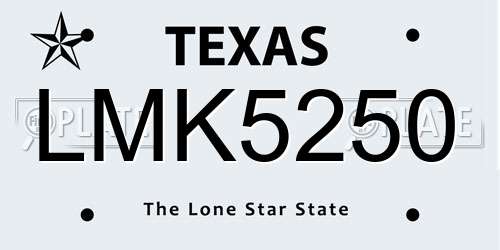 LMK5250 Texas License Plate
