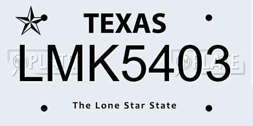 LMK5403 Texas License Plate