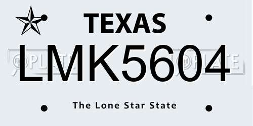 LMK5604 Texas License Plate