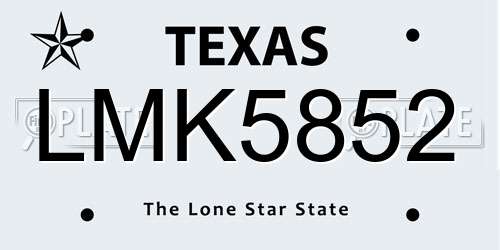 LMK5852 Texas License Plate