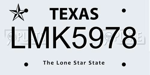 LMK5978 Texas License Plate