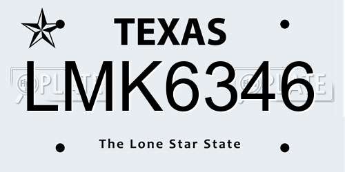 LMK6346 Texas License Plate