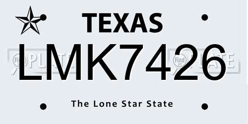 LMK7426 Texas License Plate