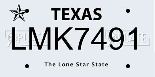 LMK7491 Texas License Plate