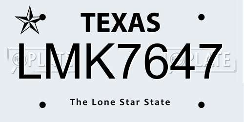 LMK7647 Texas License Plate