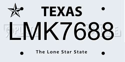 LMK7688 Texas License Plate