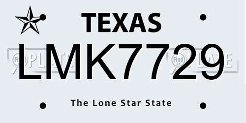 LMK7729 Texas License Plate