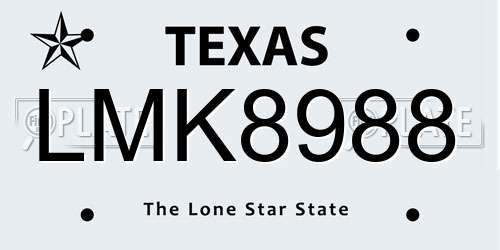 LMK8988 Texas License Plate
