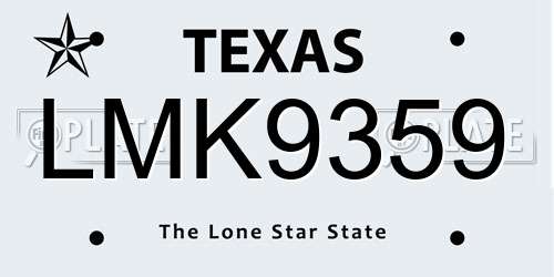 LMK9359 Texas License Plate