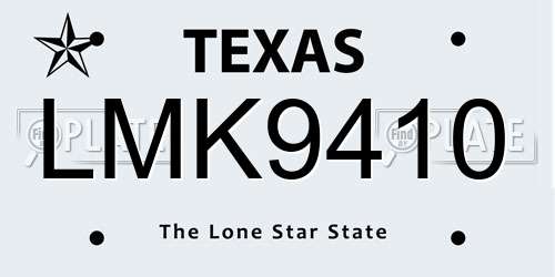 LMK9410 Texas License Plate