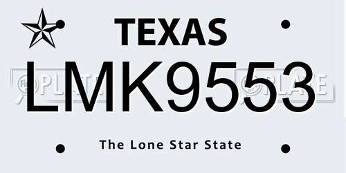 LMK9553 Texas License Plate
