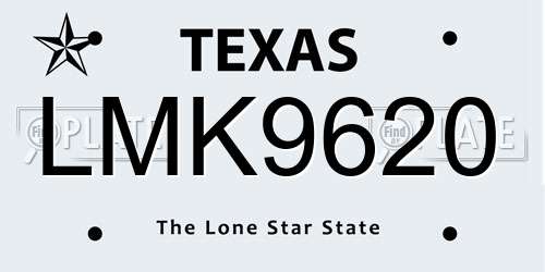 LMK9620 Texas License Plate