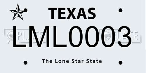 LML0003 Texas License Plate