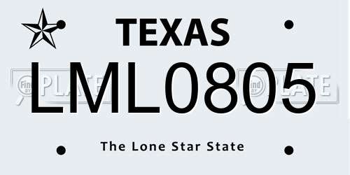 LML0805 Texas License Plate