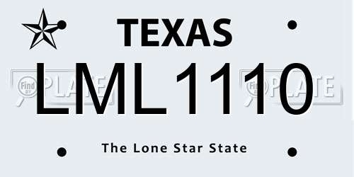 LML1110 Texas License Plate