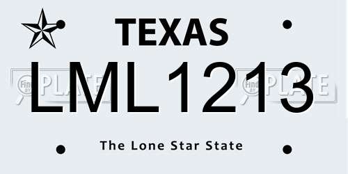 LML1213 Texas License Plate