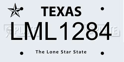 LML1284 Texas License Plate