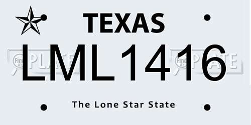 LML1416 Texas License Plate