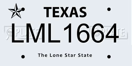 LML1664 Texas License Plate