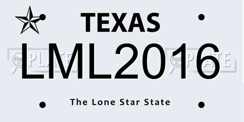 LML2016 Texas License Plate