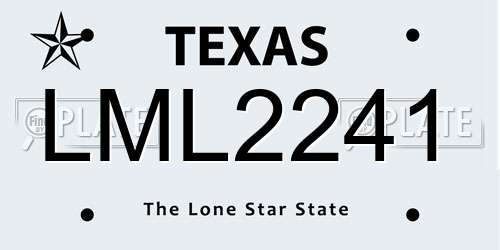 LML2241 Texas License Plate
