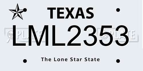 LML2353 Texas License Plate