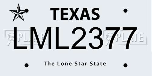 LML2377 Texas License Plate