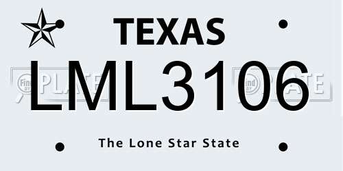LML3106 Texas License Plate