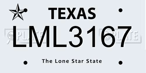 LML3167 Texas License Plate