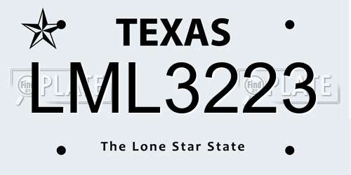 LML3223 Texas License Plate