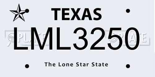 LML3250 Texas License Plate