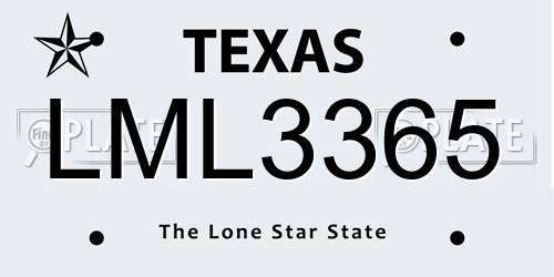 LML3365 Texas License Plate