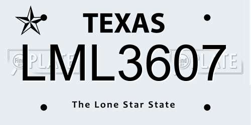 LML3607 Texas License Plate