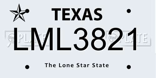 LML3821 Texas License Plate