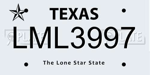 LML3997 Texas License Plate