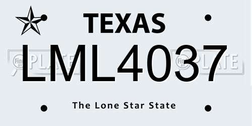 LML4037 Texas License Plate