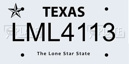 LML4113 Texas License Plate
