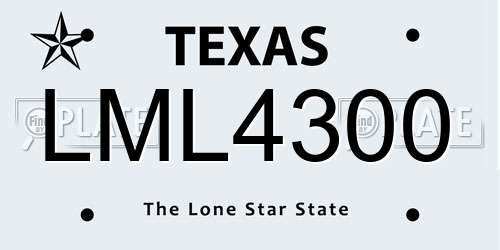 LML4300 Texas License Plate