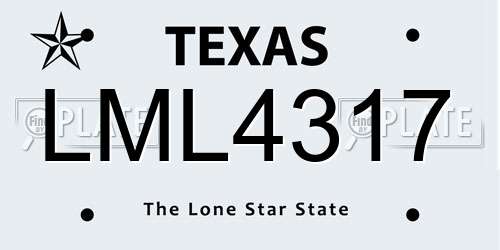 LML4317 Texas License Plate