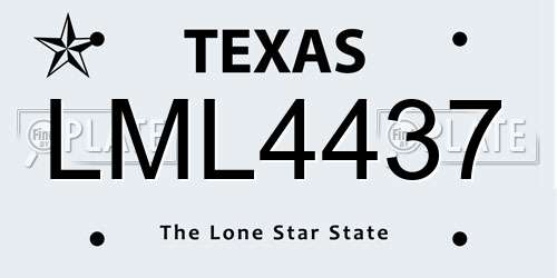 LML4437 Texas License Plate